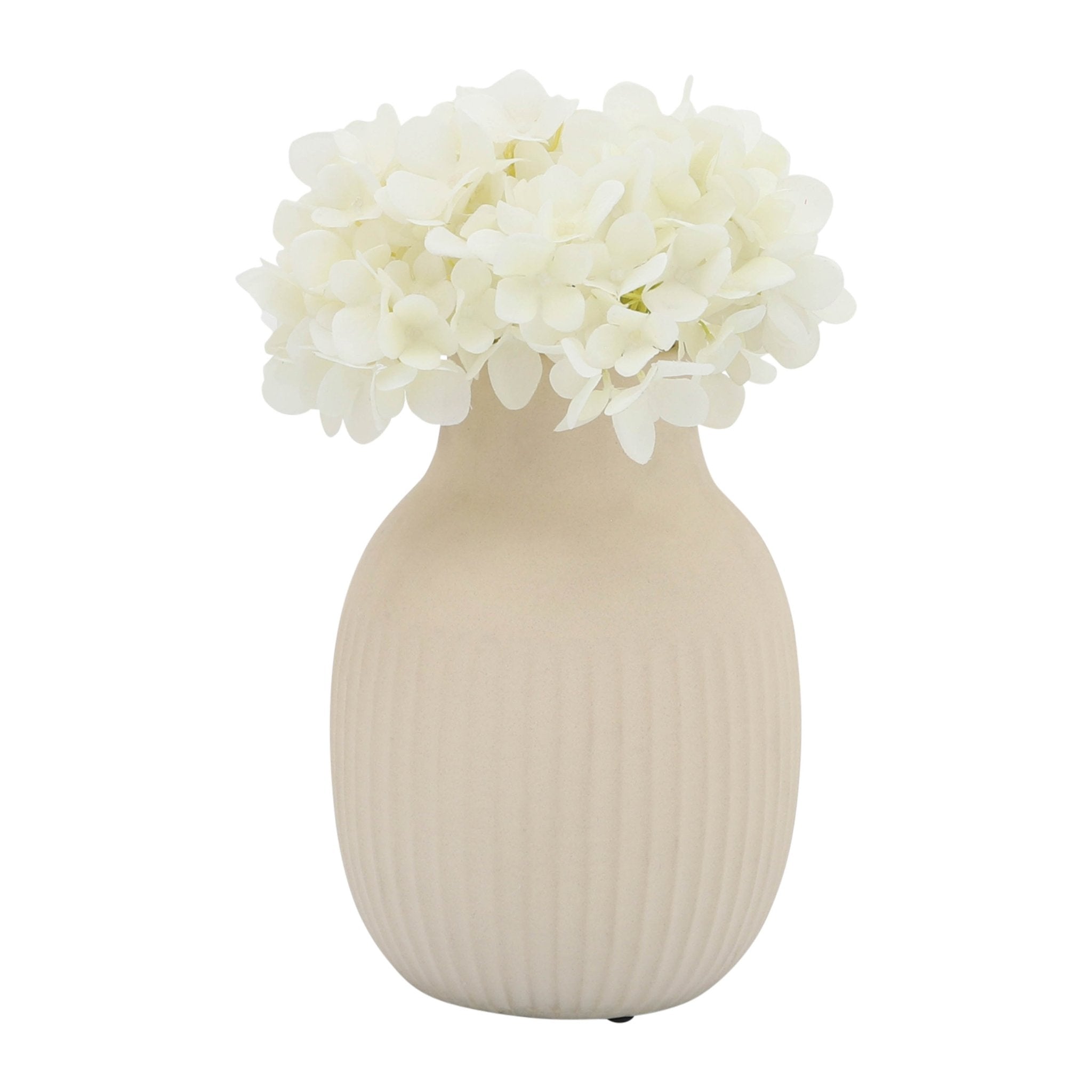 CER, 9"H RIDGED BULBOUS VASE, IVORY Vases and Jars| Sagebrook Home