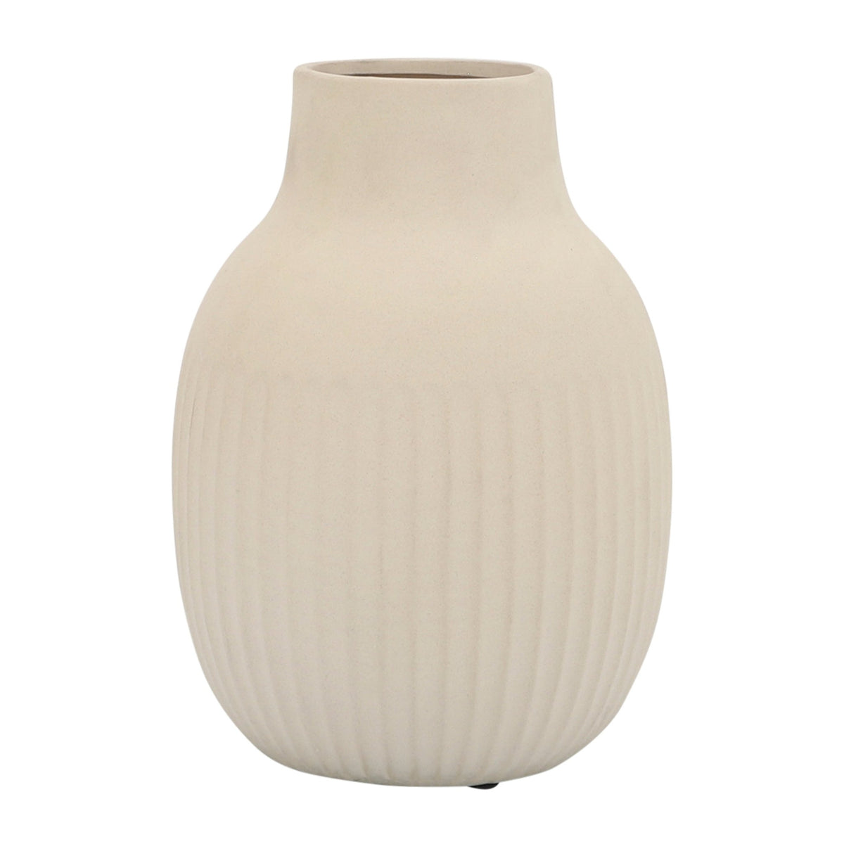 CER, 9"H RIDGED BULBOUS VASE, IVORY Vases and Jars| Sagebrook Home