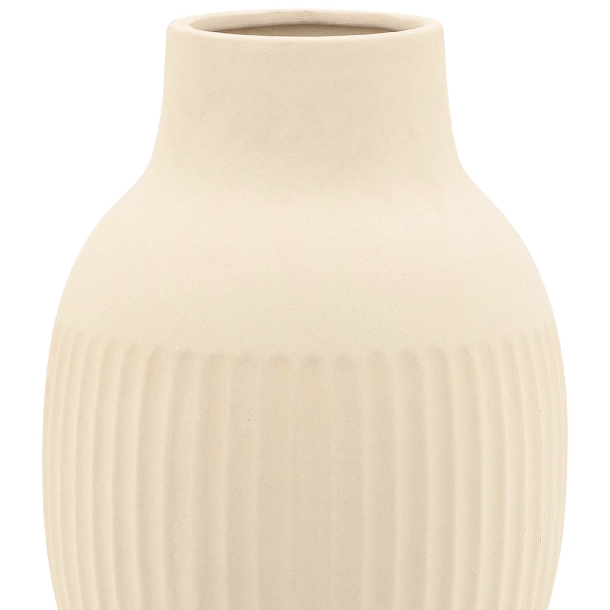 CER, 9"H RIDGED BULBOUS VASE, IVORY Vases and Jars| Sagebrook Home
