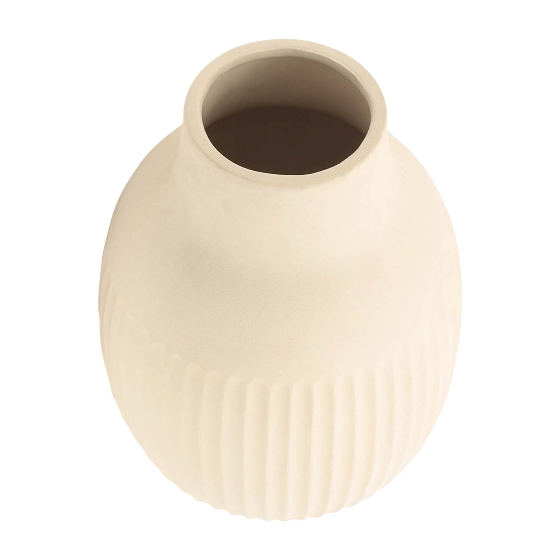 CER, 9"H RIDGED BULBOUS VASE, IVORY Vases and Jars| Sagebrook Home