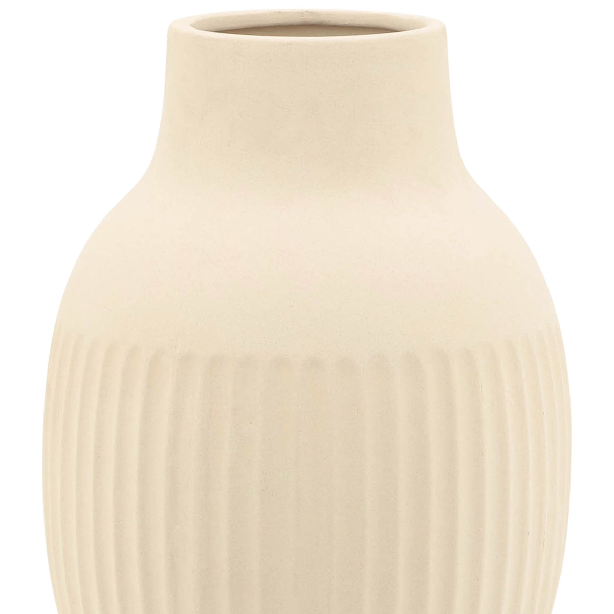 CER, 9"H RIDGED BULBOUS VASE, IVORY Vases and Jars| Sagebrook Home