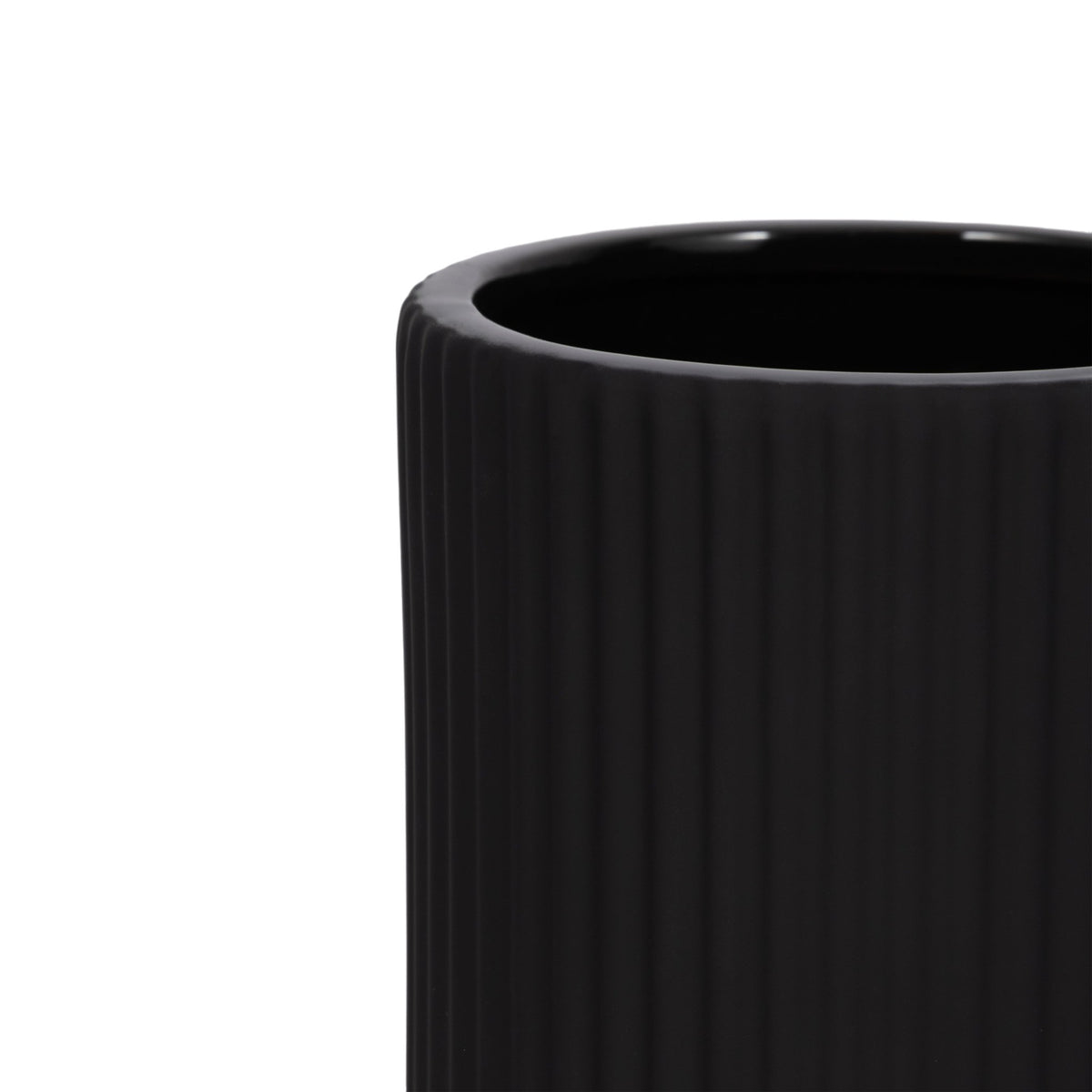 CER, 9"H RIDGED VASE, BLACK Vases and Jars| Sagebrook Home