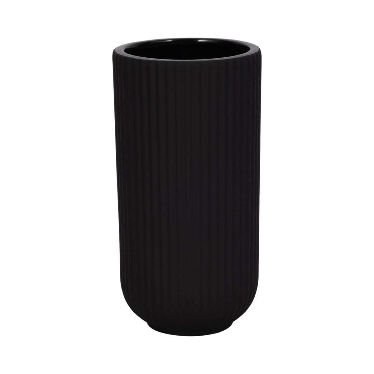 CER, 9"H RIDGED VASE, BLACK Vases and Jars| Sagebrook Home