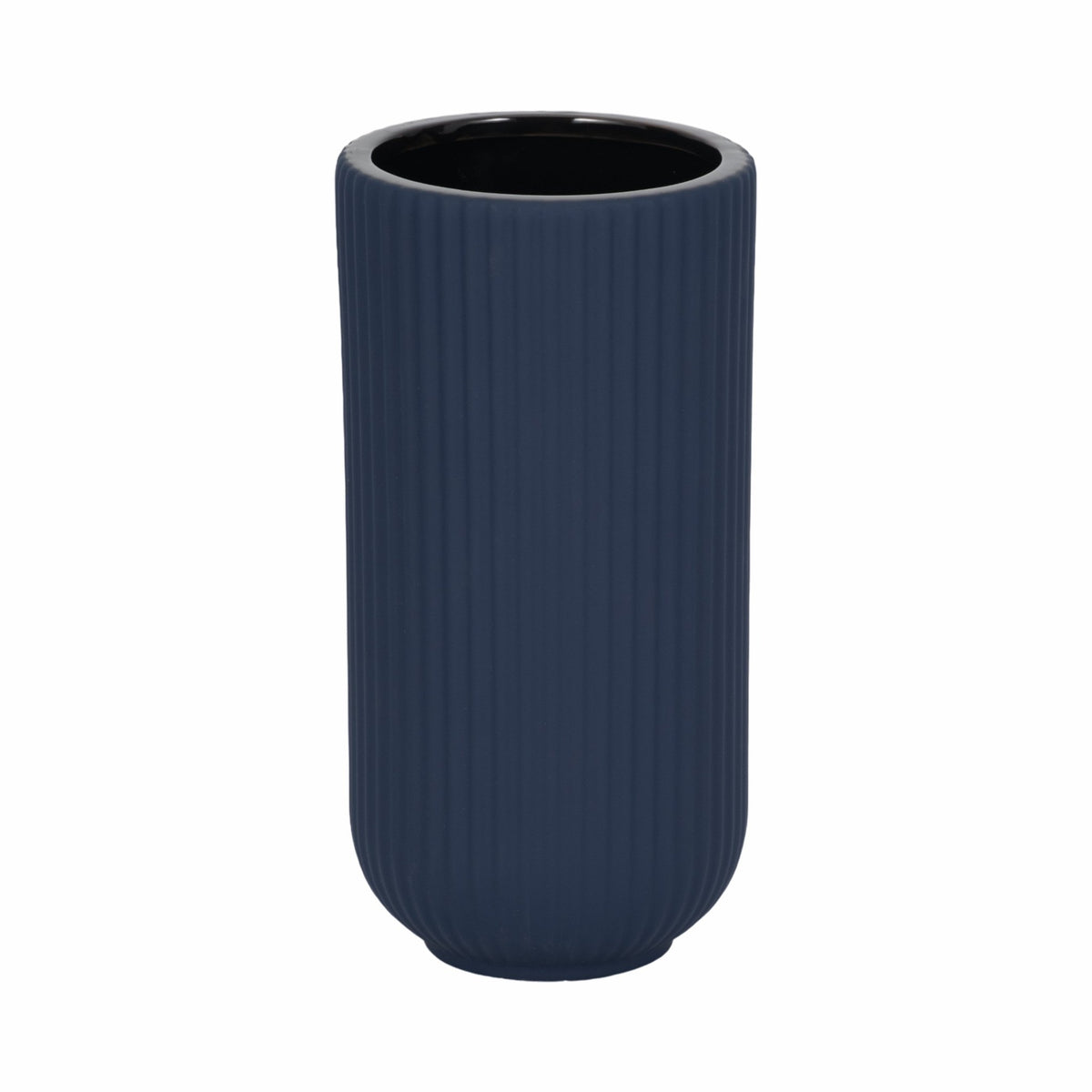 CER, 9"H RIDGED VASE, NAVY Vases and Jars| Sagebrook Home