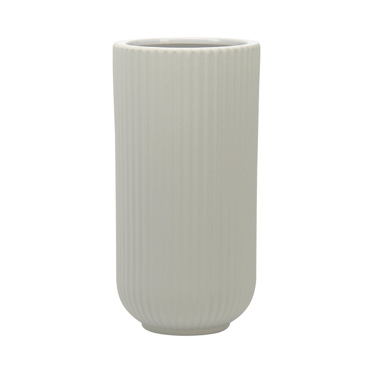 CER, 9"H RIDGED VASE, WHITE Vases and Jars| Sagebrook Home