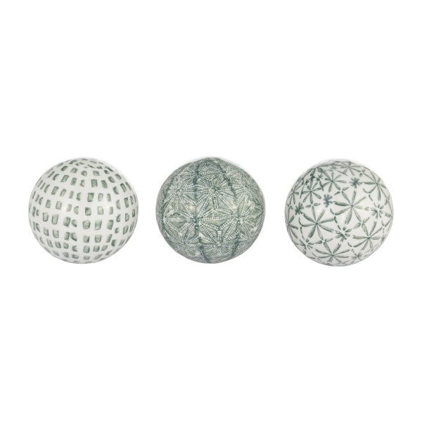 CER, BOXED 4" 3/A PAINTED ORBS, GREEN Table Decors| Sagebrook Home