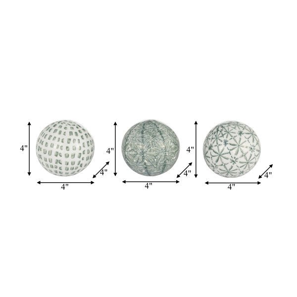 CER, BOXED 4" 3/A PAINTED ORBS, GREEN Table Decors| Sagebrook Home