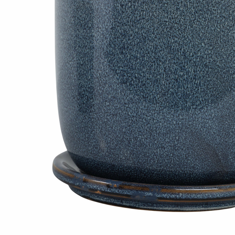 CER, S/2 5/6" PLANTER W/ SAUCER, AQUA - Al Rugaib Furniture