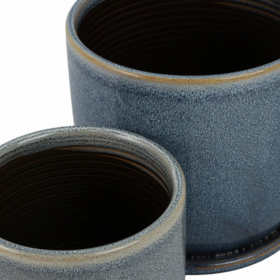 CER, S/2 5/6" PLANTER W/ SAUCER, AQUA - Al Rugaib Furniture