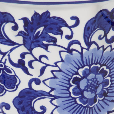 Cer, S/2 6/8" Chinoiserie Pot Planters, Blue/wht - Al Rugaib Furniture