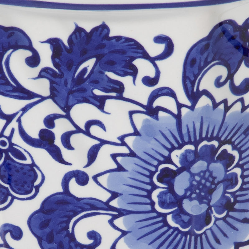 Cer, S/2 6/8" Chinoiserie Pot Planters, Blue/wht - Al Rugaib Furniture