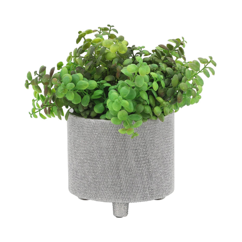 CER, S/2 6/8" FOOTED SCRATCHED PLANTERS, SILVER - Al Rugaib Furniture