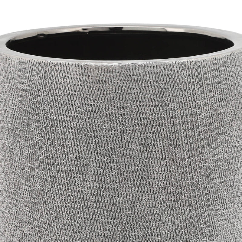 CER, S/2 6/8" FOOTED SCRATCHED PLANTERS, SILVER - Al Rugaib Furniture