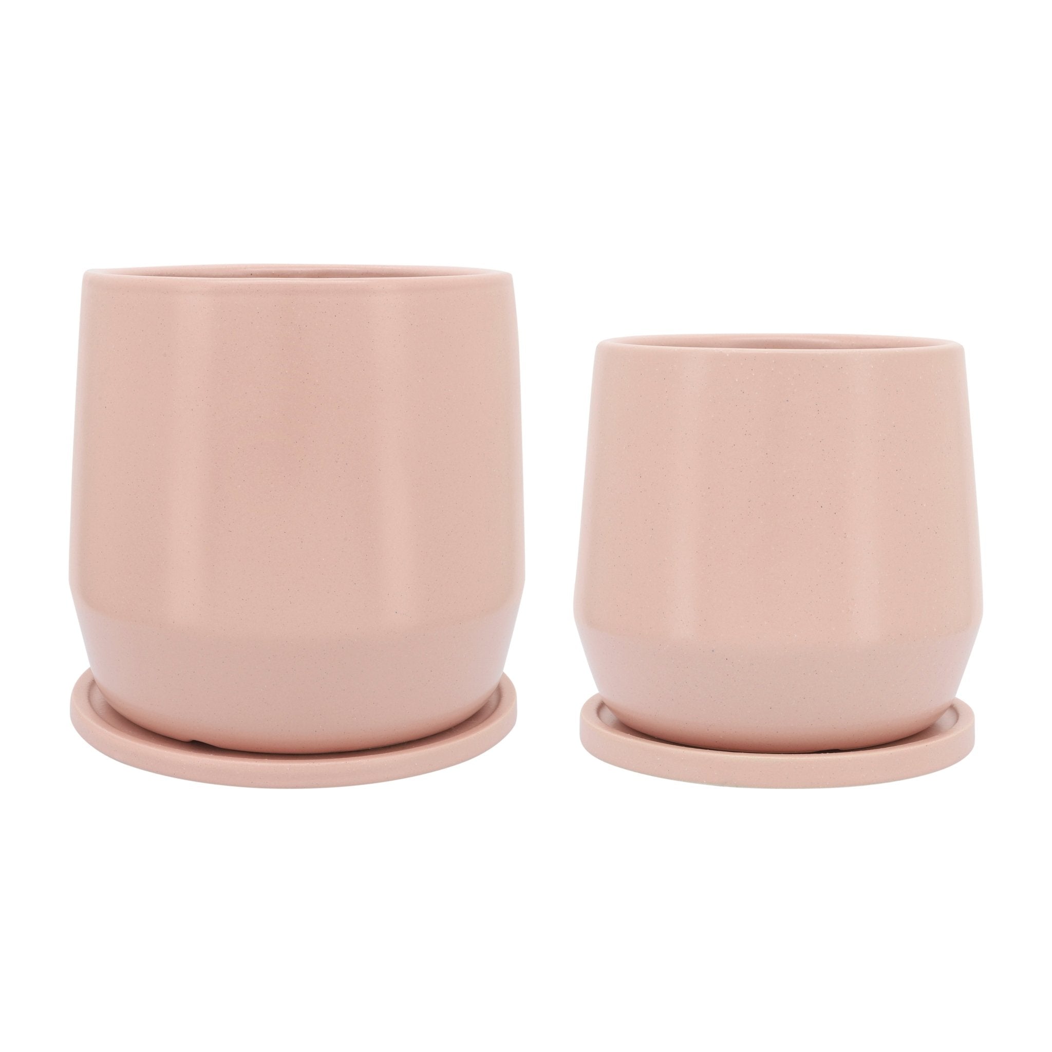 Cer, S/2 7/10"D Planters W/ Saucer, Blush Outdoor Planters| Sagebrook Home