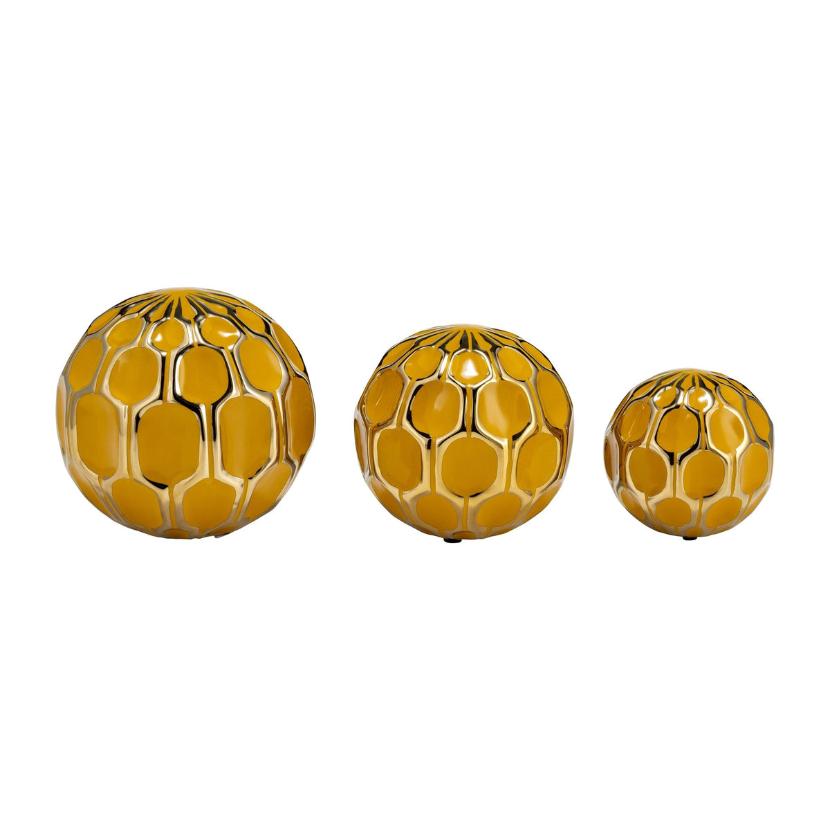 CER S/3 4/5/6" ORBS, HONEY/GOLD Table Decors| Sagebrook Home