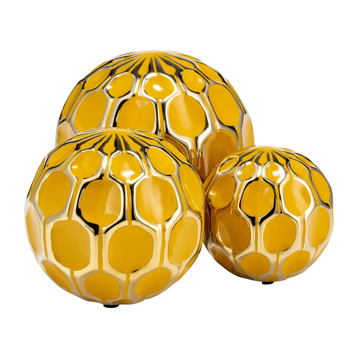 CER S/3 4/5/6" ORBS, HONEY/GOLD Table Decors| Sagebrook Home