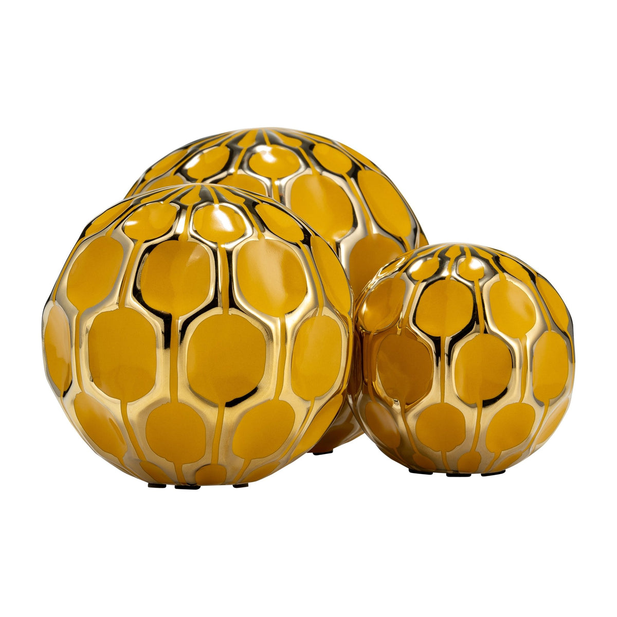 CER S/3 4/5/6" ORBS, HONEY/GOLD Table Decors| Sagebrook Home