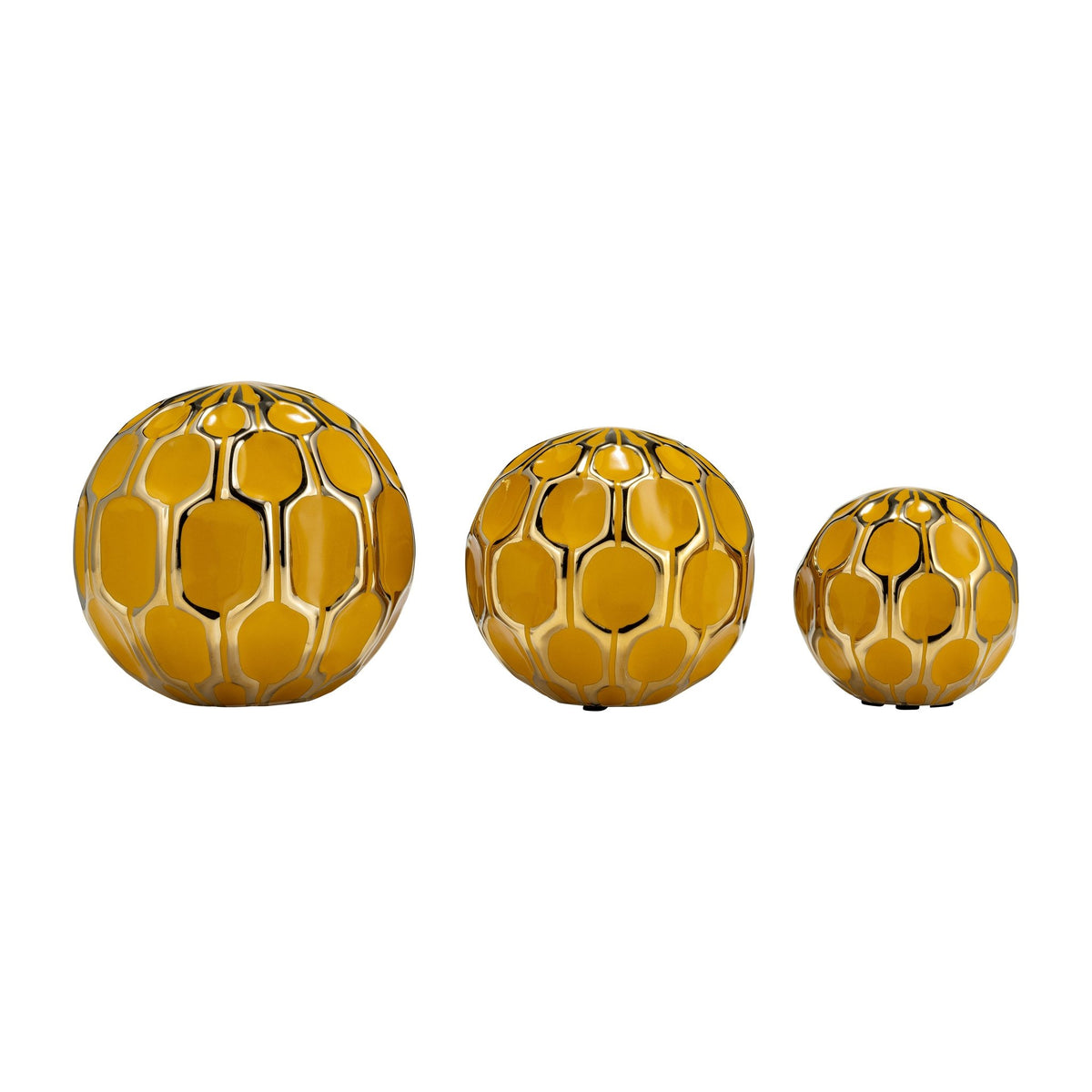 CER S/3 4/5/6" ORBS, HONEY/GOLD Table Decors| Sagebrook Home