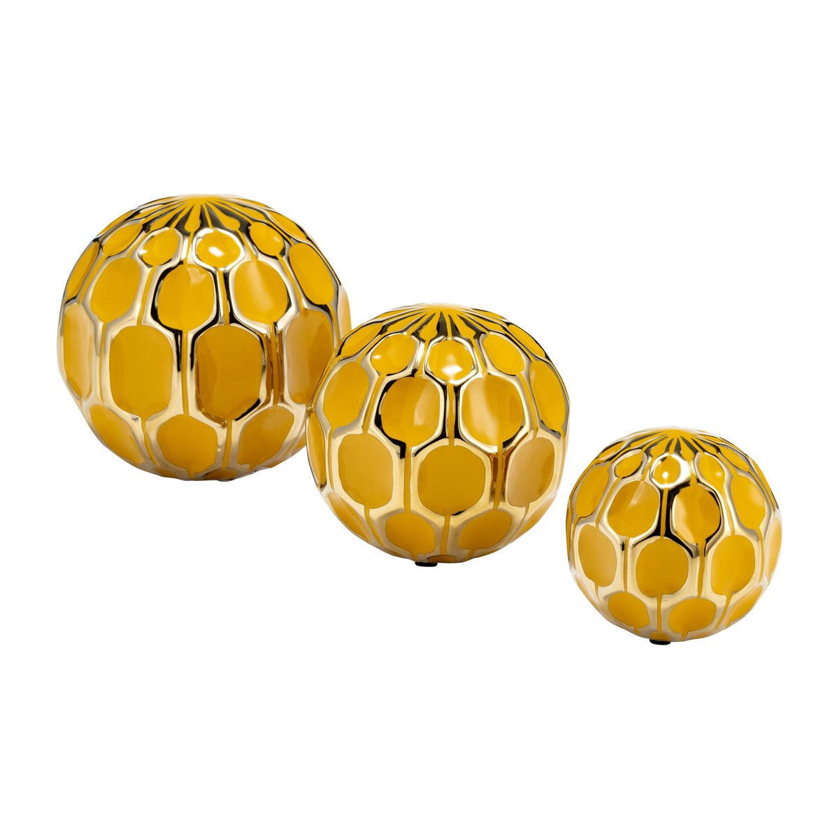 CER S/3 4/5/6" ORBS, HONEY/GOLD Table Decors| Sagebrook Home