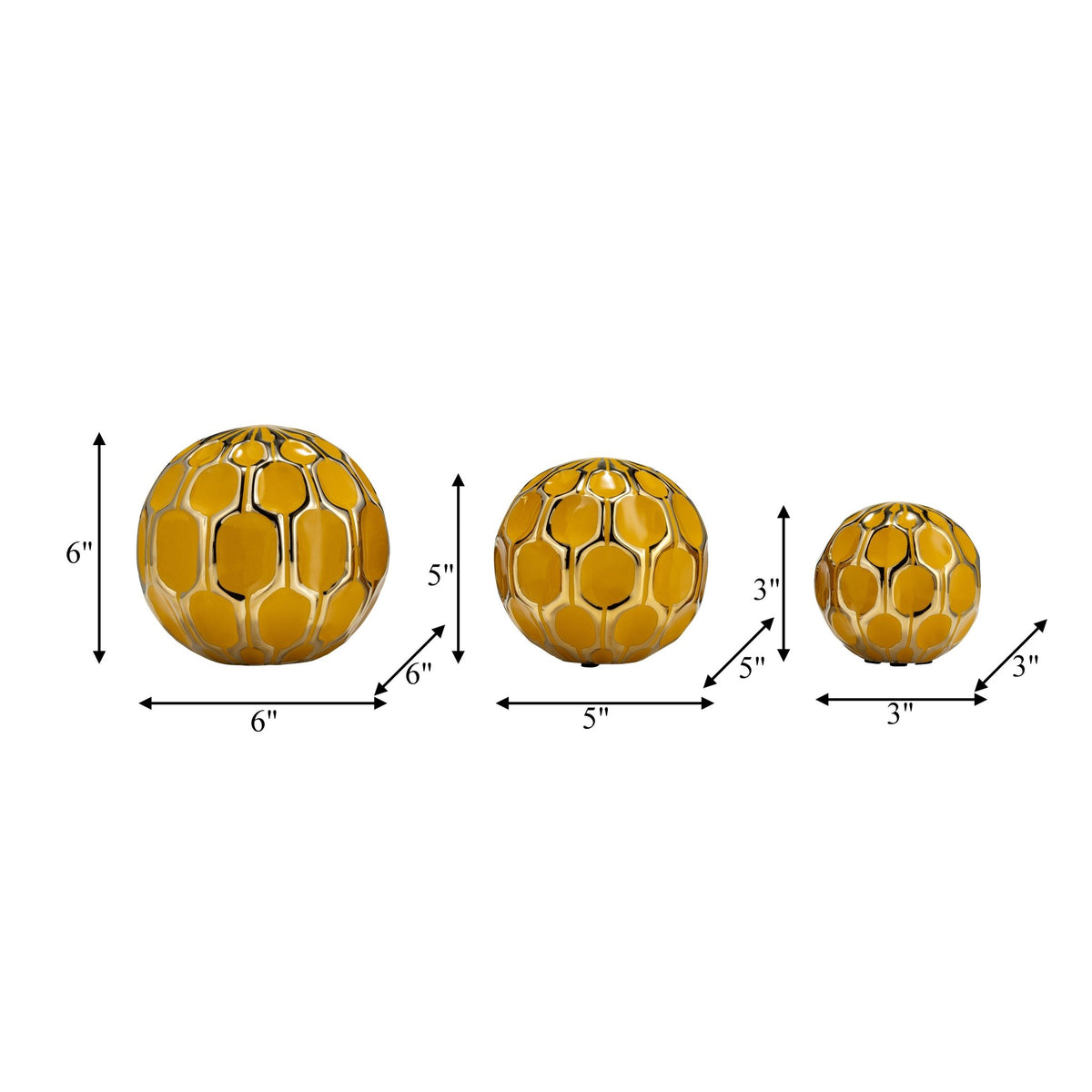 CER S/3 4/5/6" ORBS, HONEY/GOLD Table Decors| Sagebrook Home
