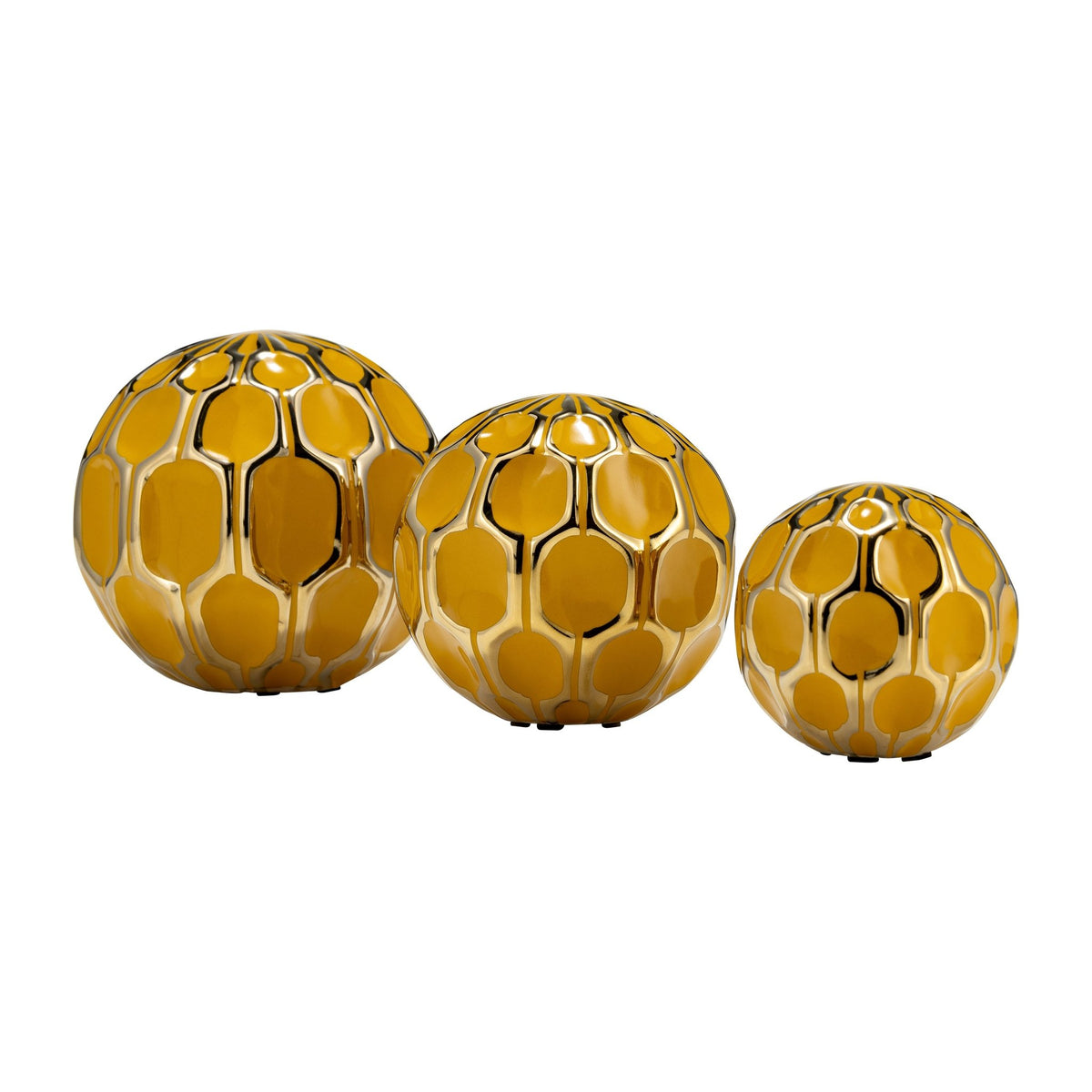 CER S/3 4/5/6" ORBS, HONEY/GOLD Table Decors| Sagebrook Home