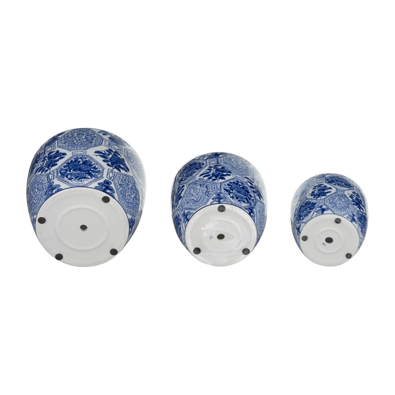 CER, S/3 6/8/10" CHINOISERIE PLANTERS, BLUE/WHITE - Al Rugaib Furniture