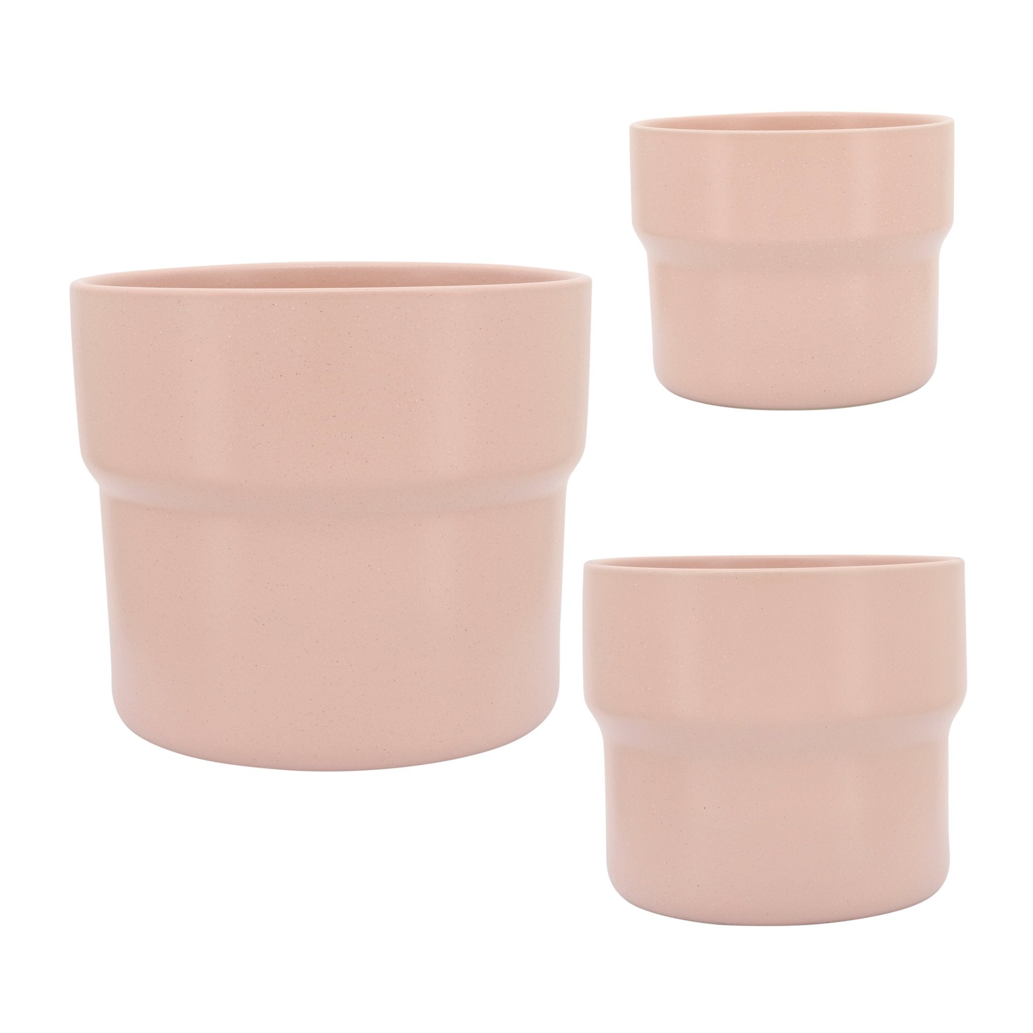 Cer, S/3 7/9/10"D Mushroom Planters, Blush Outdoor Planters| Sagebrook Home