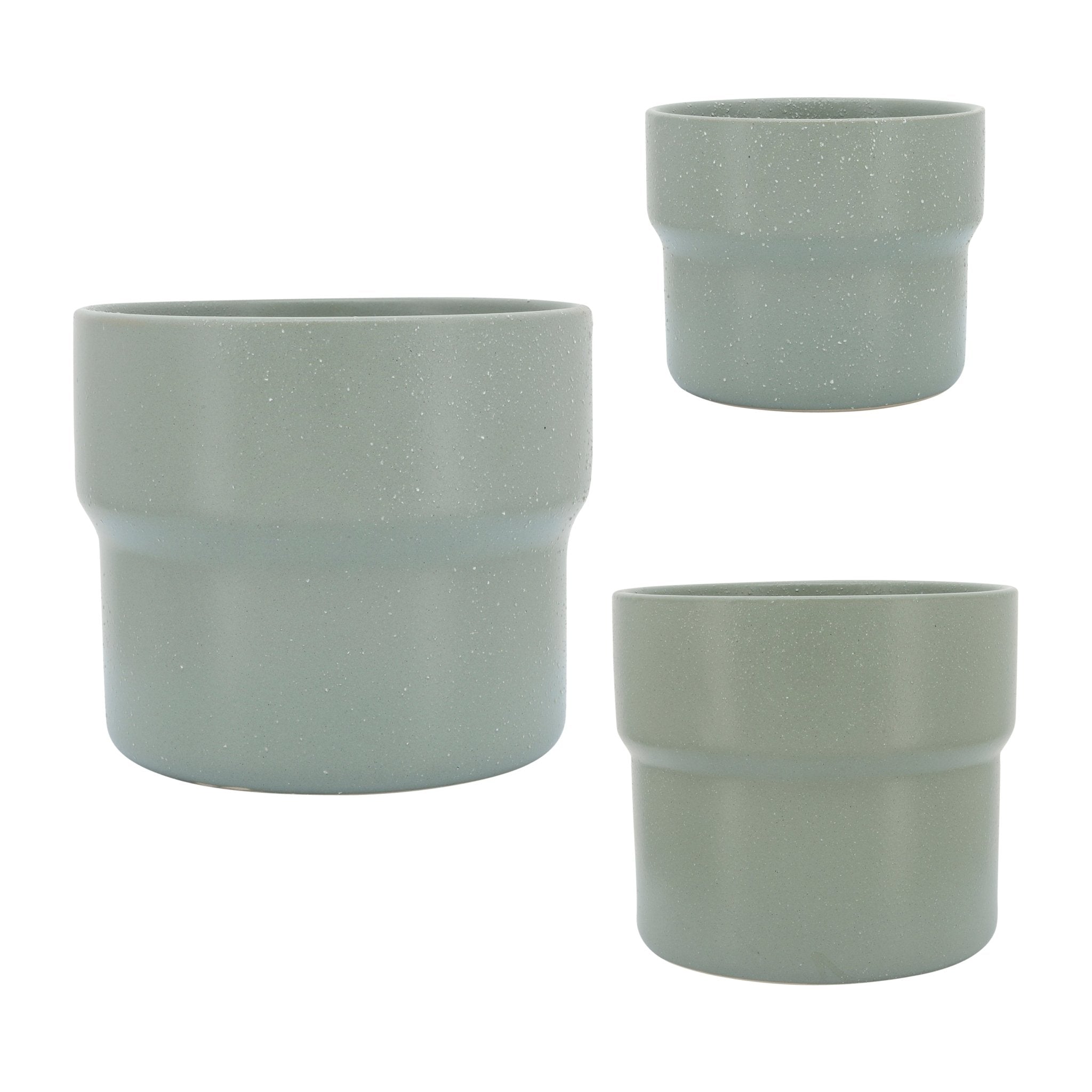 Cer, S/3 7/9/10"D Mushroom Planters, Greeen Outdoor Planters| Sagebrook Home