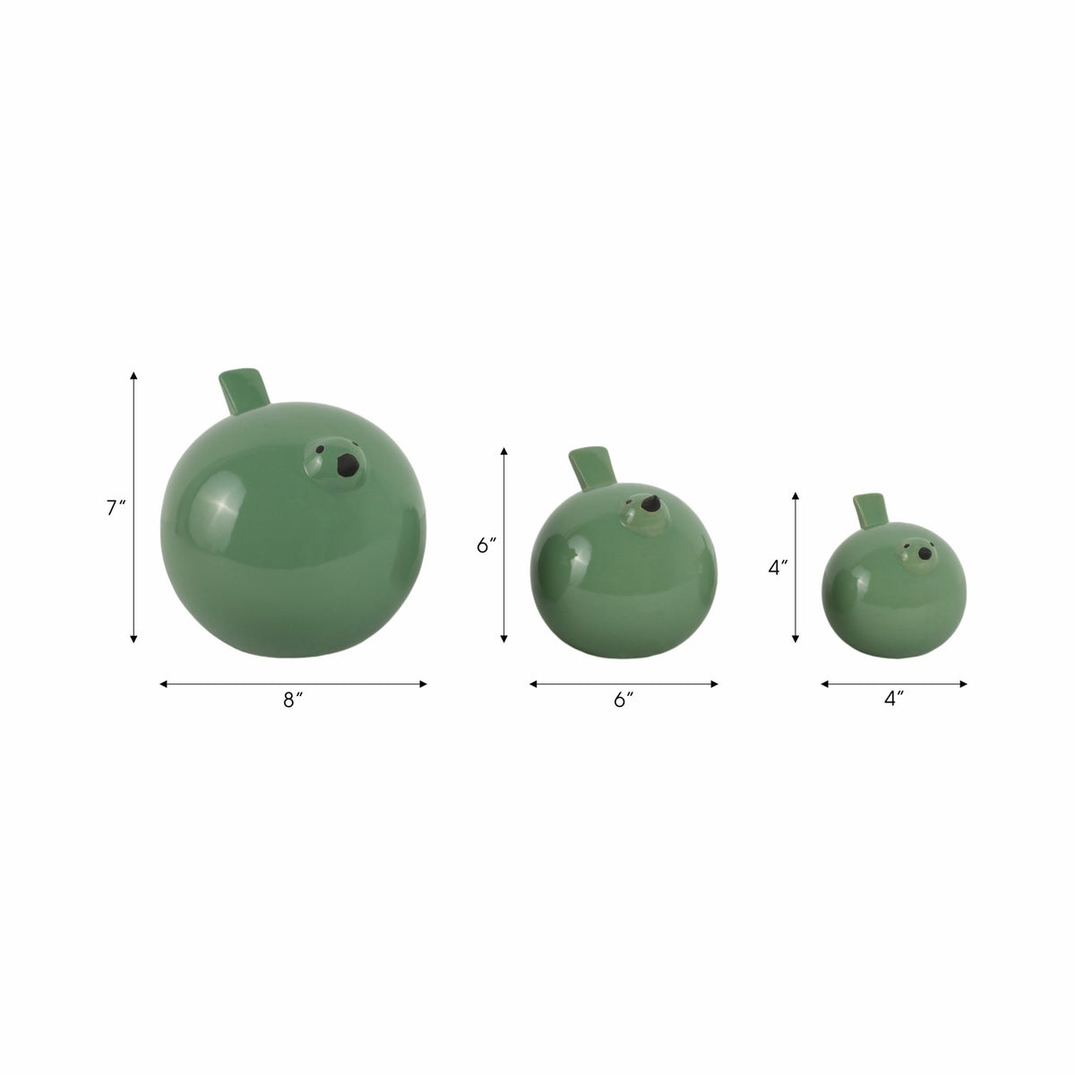 CER, S/3 BIRDS 8", DRK SAGE GREEN Table Decors| Sagebrook Home