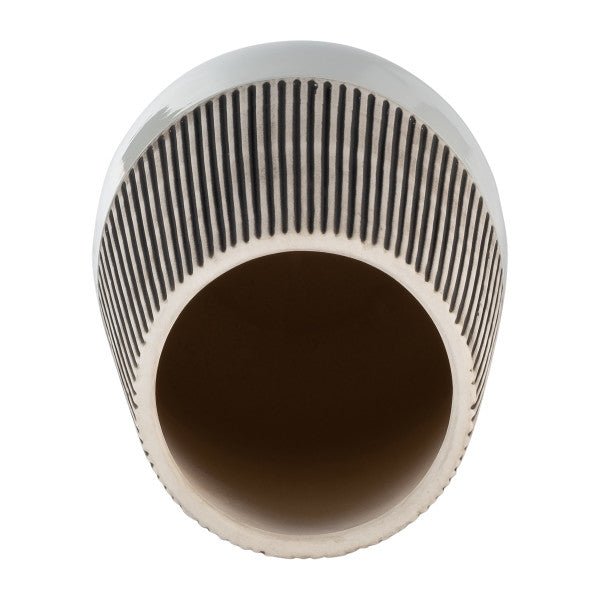 CER,10"H RIDGED VASE, IVORY Vases and Jars| Sagebrook Home