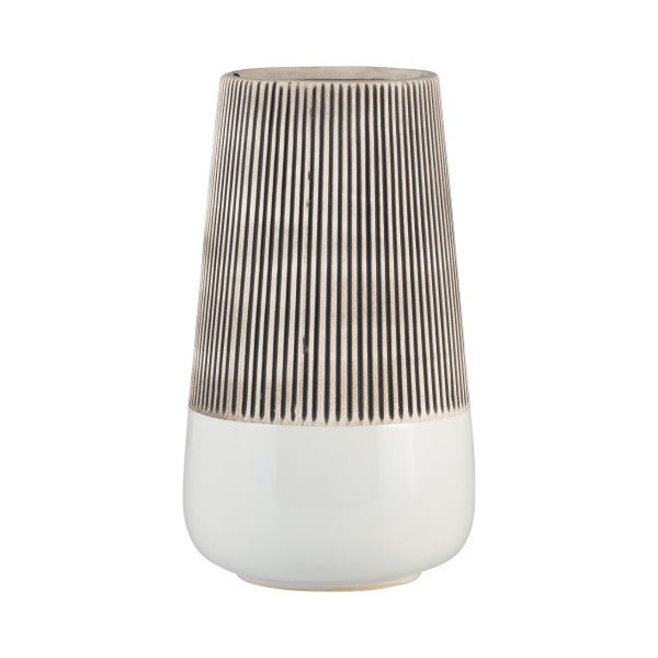CER,10"H RIDGED VASE, IVORY Vases and Jars| Sagebrook Home
