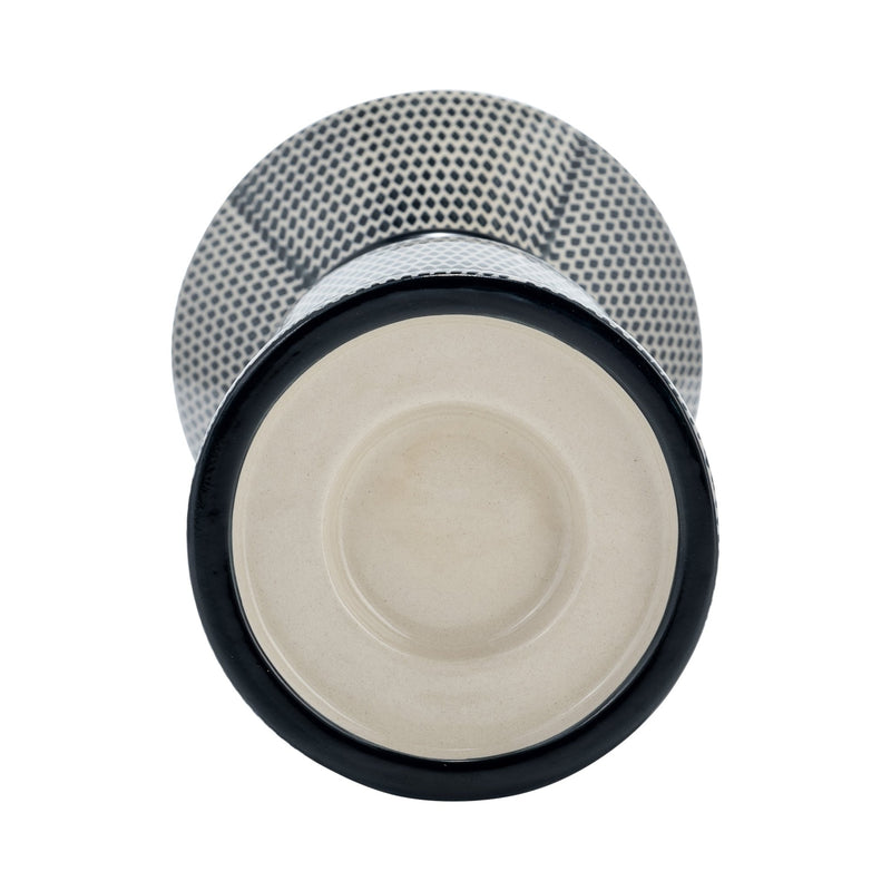 CER,12"DOTTED PILLAR CANDLE HOLDER,NVY BLUE/COTTON - Al Rugaib Furniture