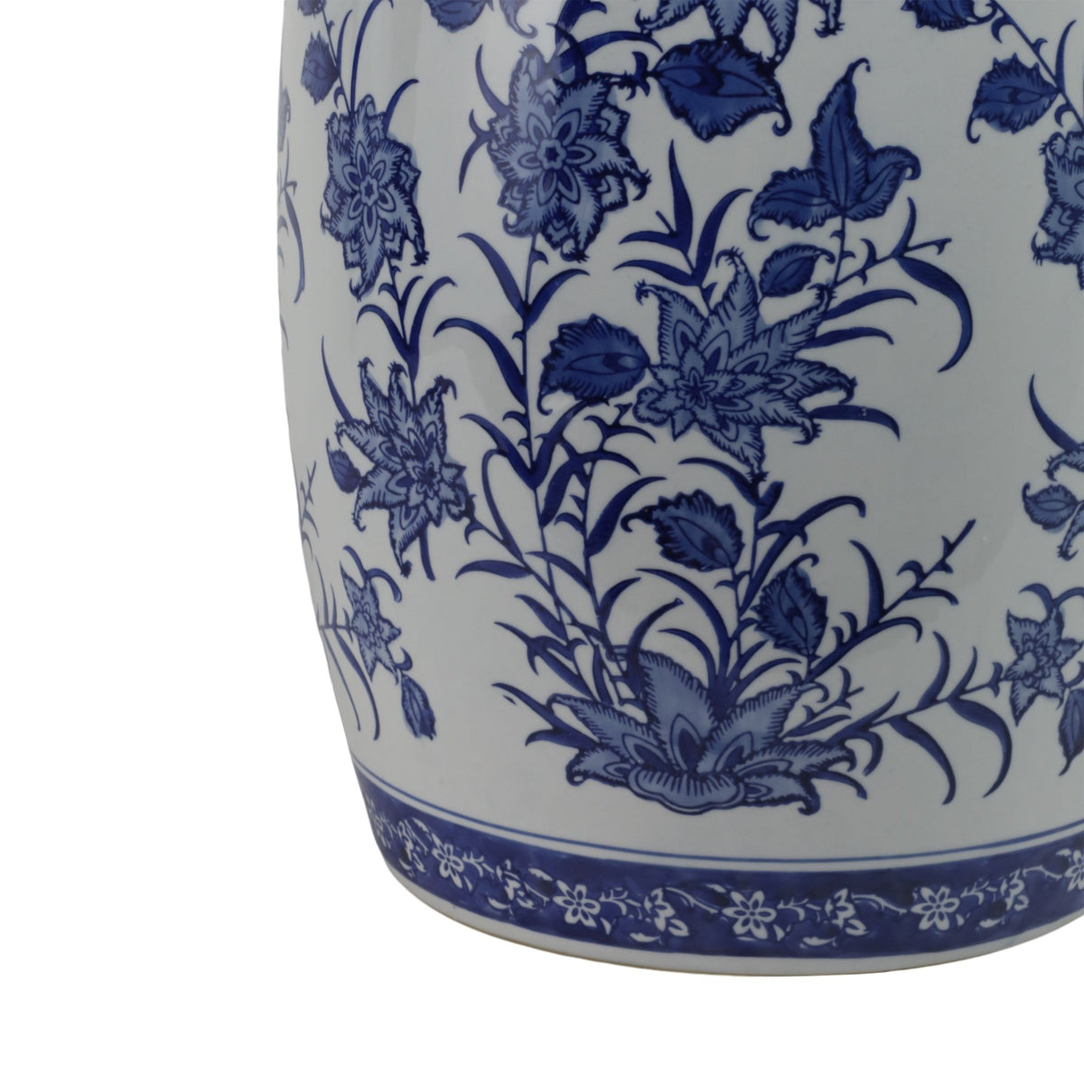 Cer,18" Pinwheel Flower Chinoiserie Stool,blu/wht Stools| Sagebrook Home
