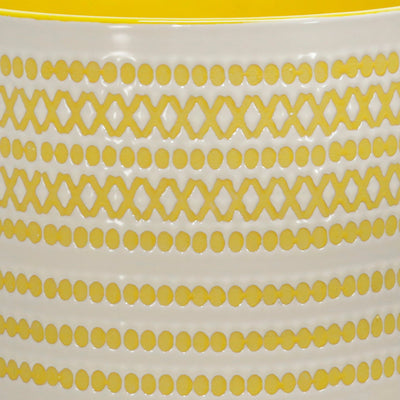 CERAMIC 11" PLANTER ON STAND W/ DOTS, YELLOW - Al Rugaib Furniture