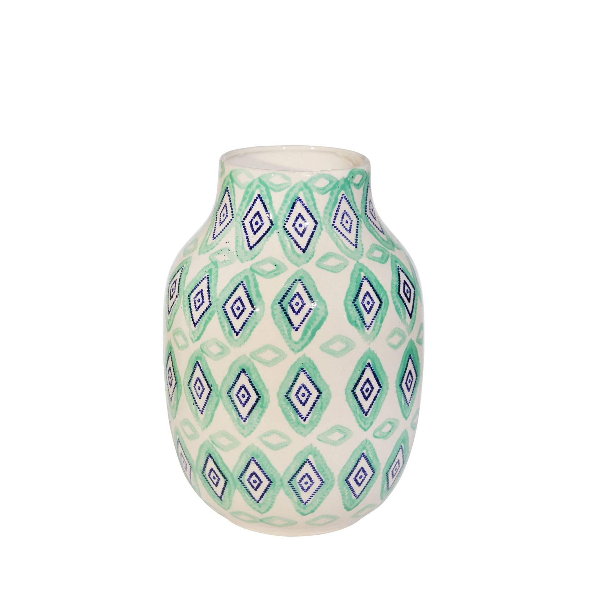 CERAMIC 11" VASE, GREEN/WHITE Vases and Jars| Sagebrook Home