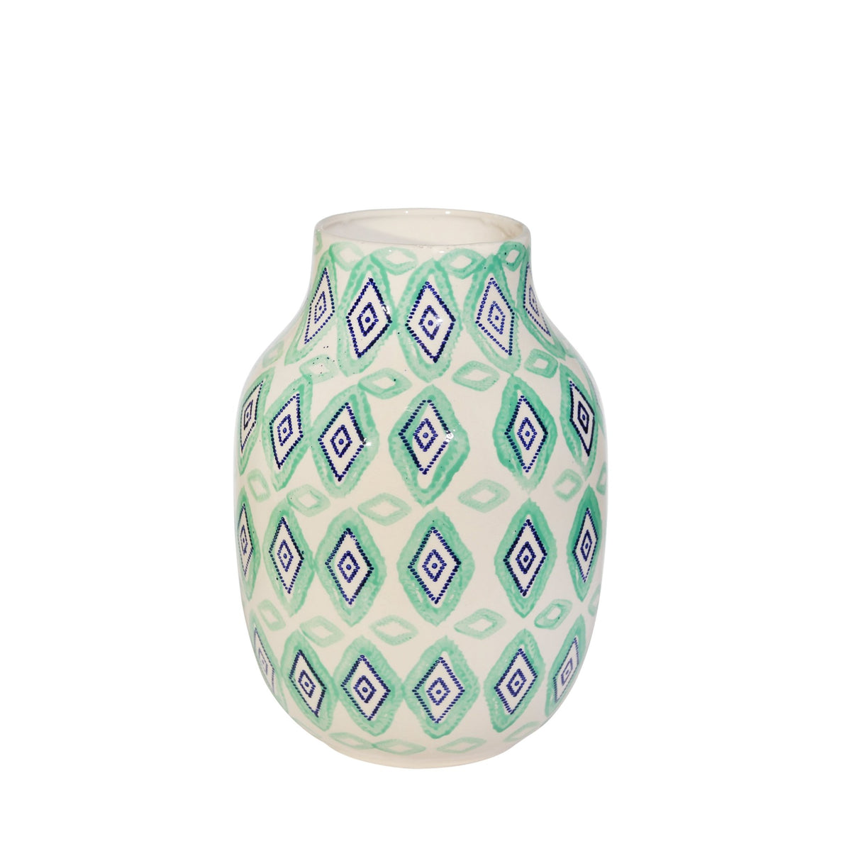 CERAMIC 11" VASE, GREEN/WHITE Vases and Jars| Sagebrook Home