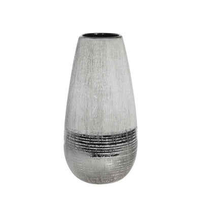 CERAMIC 12" 2 TONE VASE, GRAY - Al Rugaib Furniture