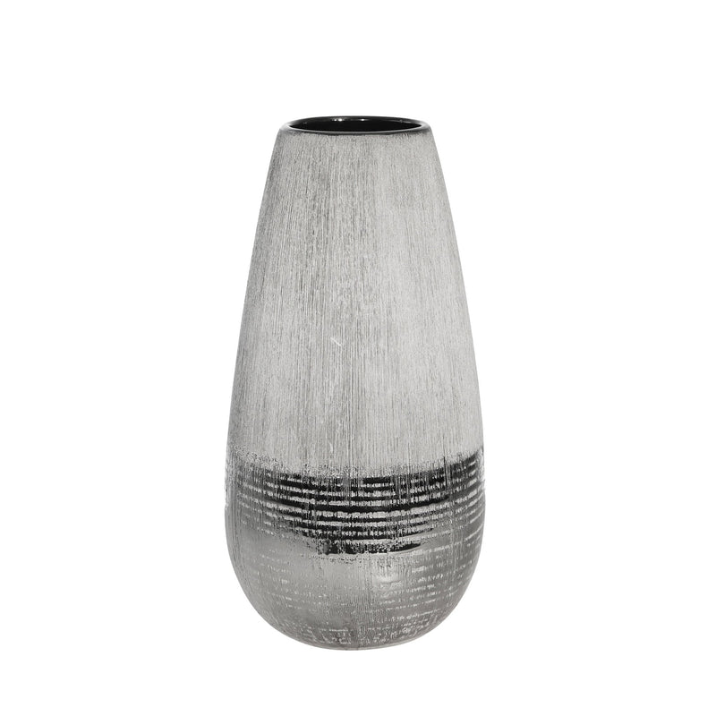CERAMIC 12" 2 TONE VASE, GRAY - Al Rugaib Furniture