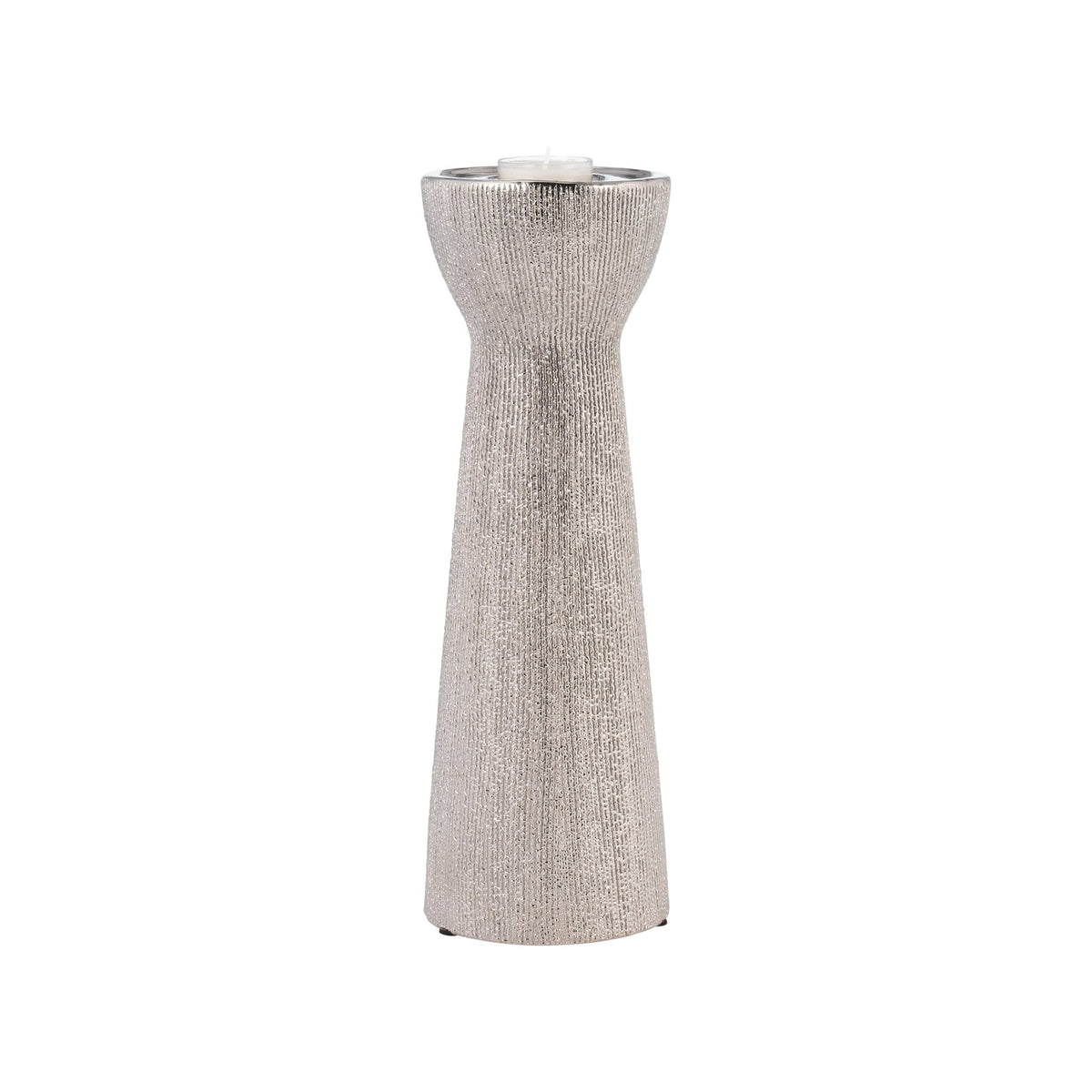 CERAMIC 12" BEAD CANDLE HOLDER,SILVER Candle Holders| Sagebrook Home