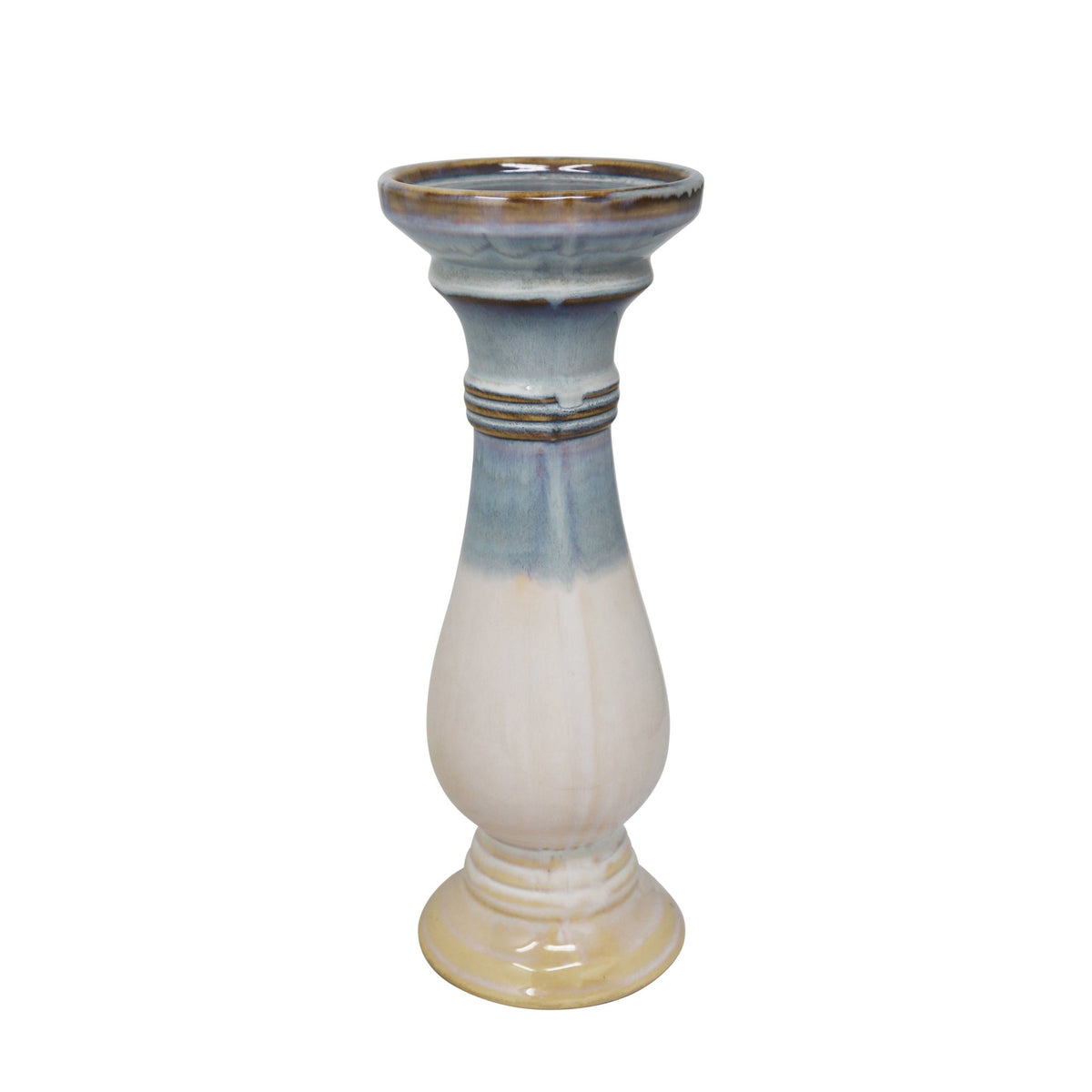 CERAMIC 12" CANDLE HOLDER,GRAY/WHITE Candle Holders| Sagebrook Home