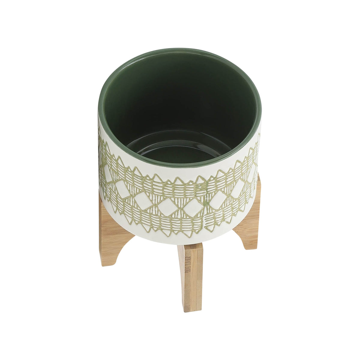 CERAMIC 12" JAR WITH GOLD LID, GREEN Outdoor Planters| Sagebrook Home