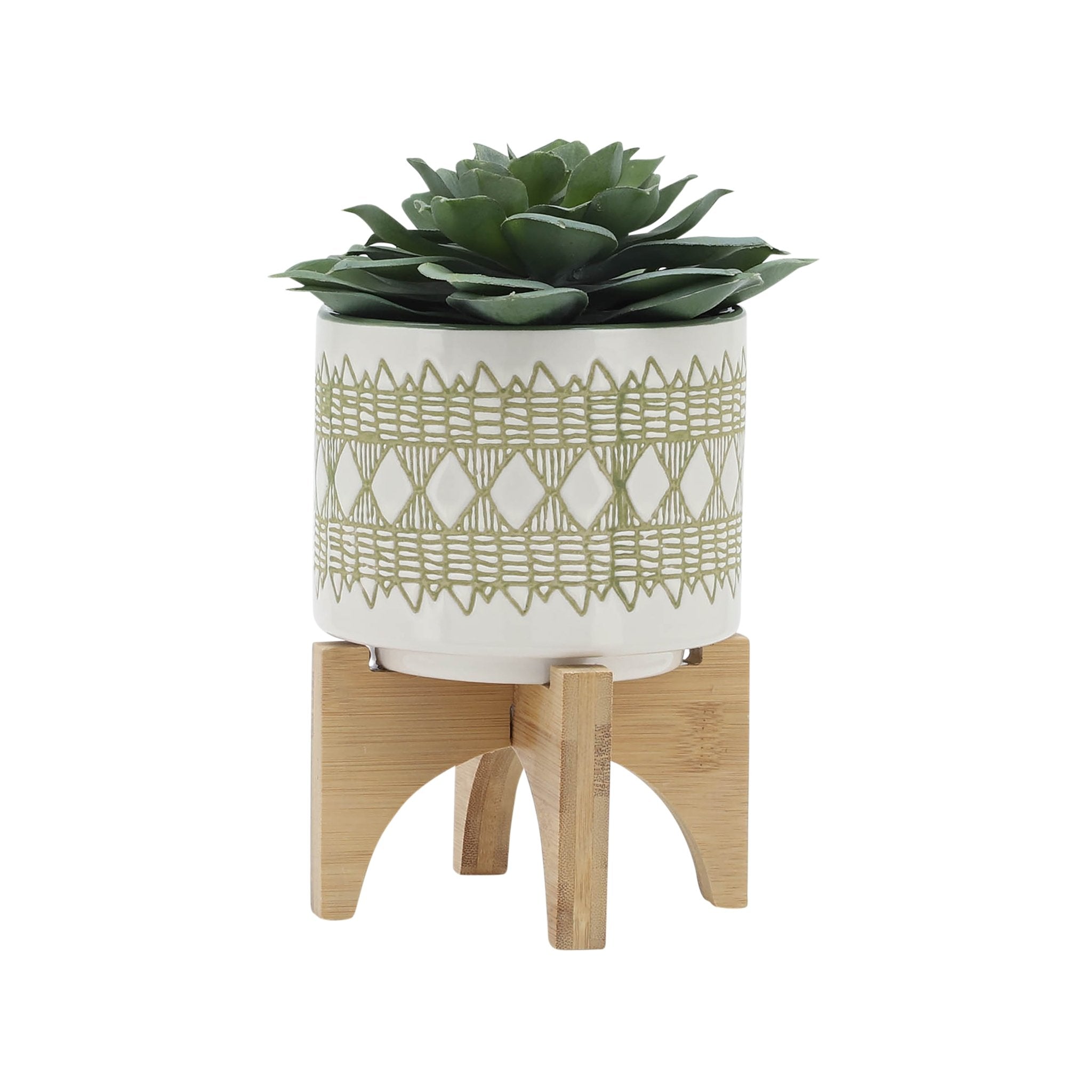 CERAMIC 12" JAR WITH GOLD LID, GREEN Outdoor Planters| Sagebrook Home