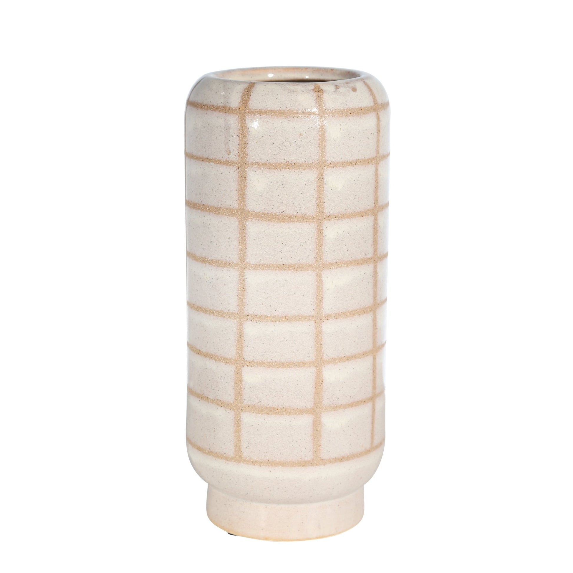 CERAMIC 13", PATTERNED VASE, BEIGE Vases and Jars| Sagebrook Home