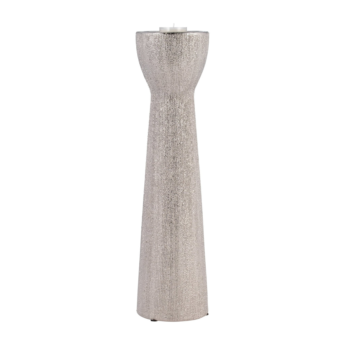CERAMIC 16" BEAD CANDLE HOLDER,SILVER Candle Holders| Sagebrook Home