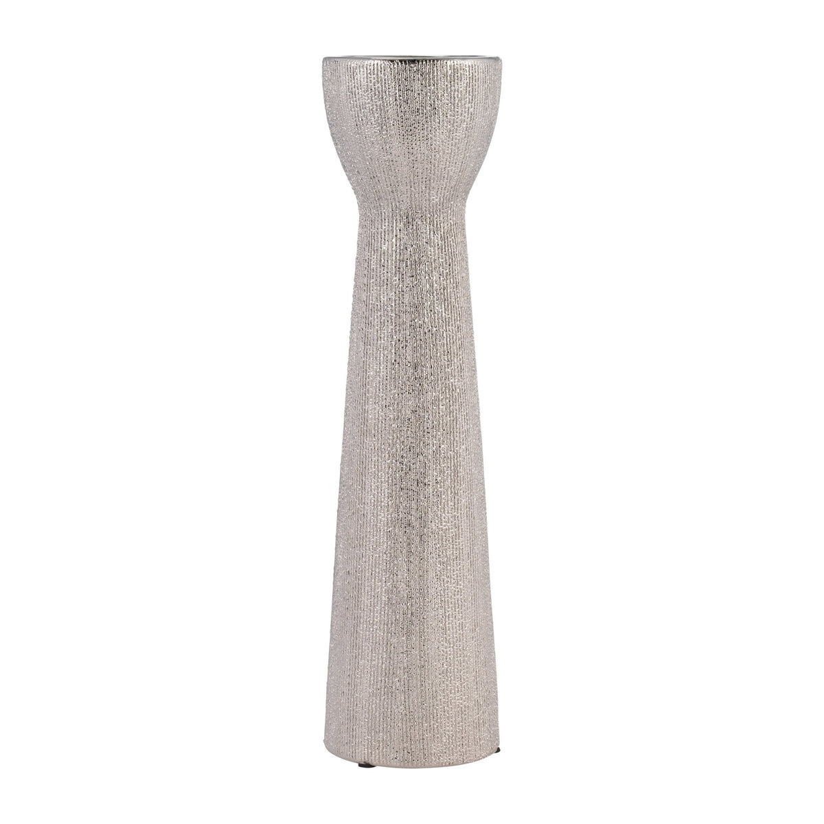 CERAMIC 16" BEAD CANDLE HOLDER,SILVER Candle Holders| Sagebrook Home