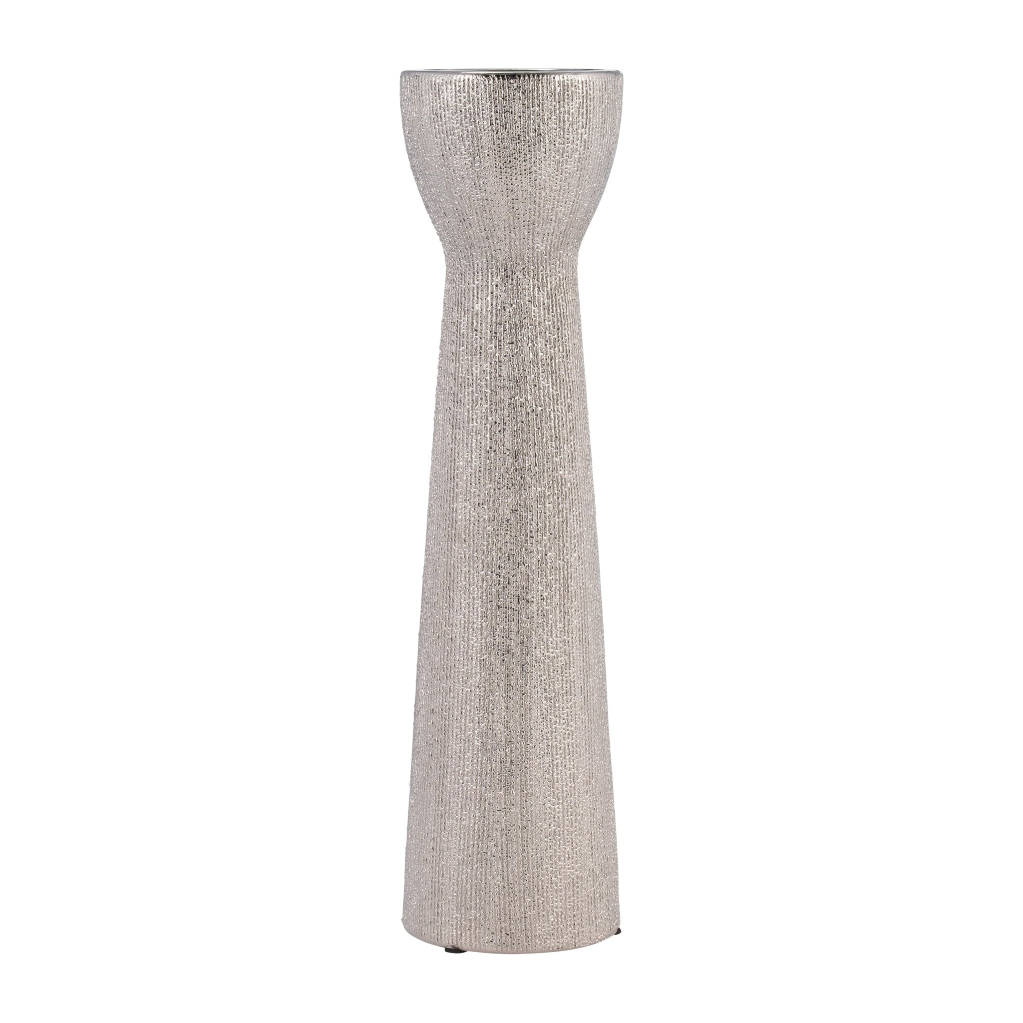 CERAMIC 16" BEAD CANDLE HOLDER,SILVER Candle Holders| Sagebrook Home