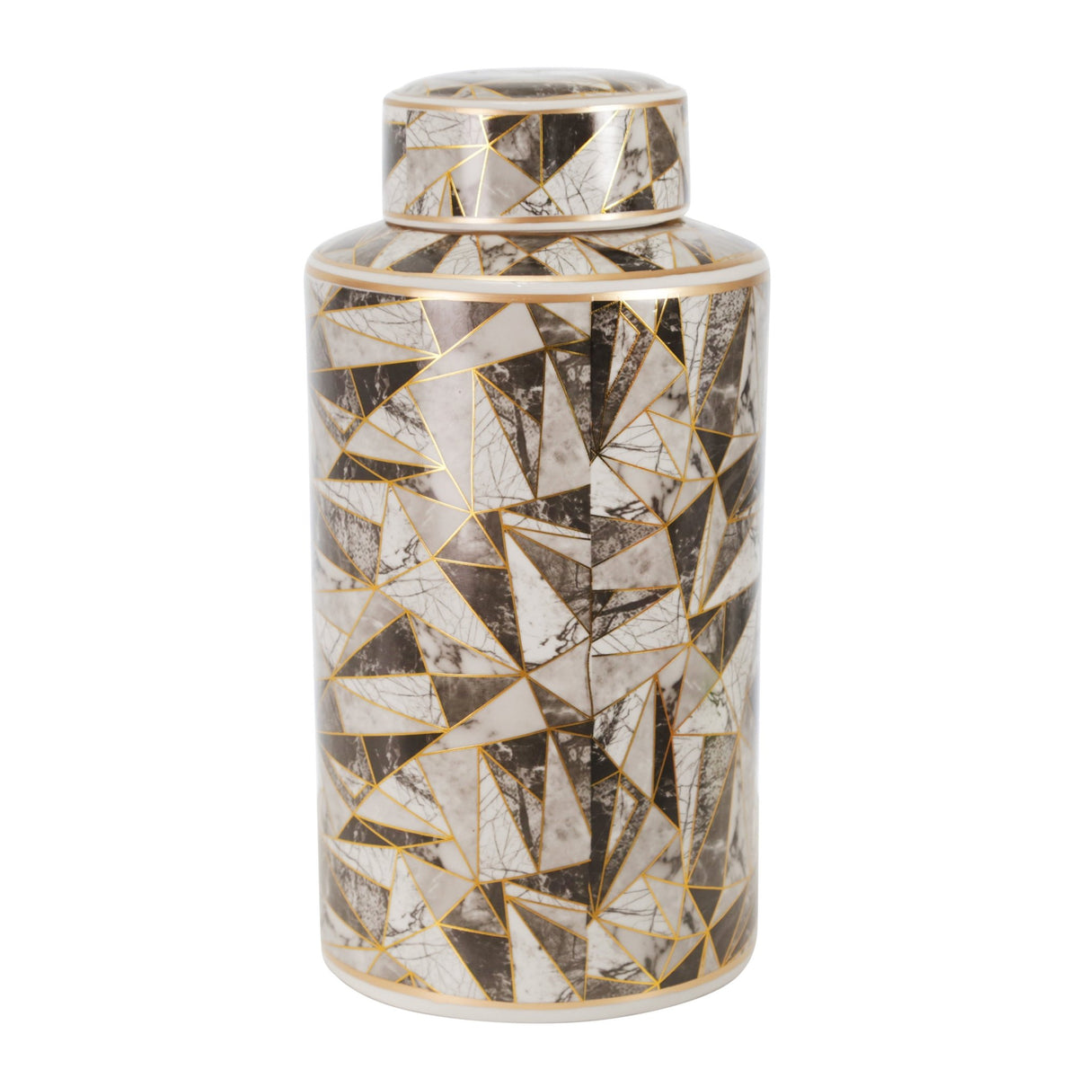 CERAMIC 16" COVERED JAR, ABSTRACT, MULTI Vases and Jars| Sagebrook Home