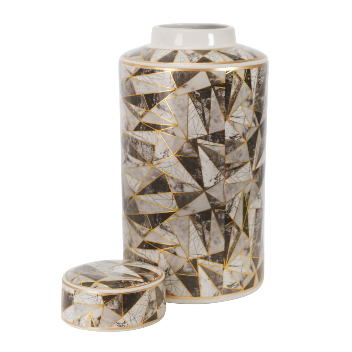 CERAMIC 16" COVERED JAR, ABSTRACT, MULTI Vases and Jars| Sagebrook Home