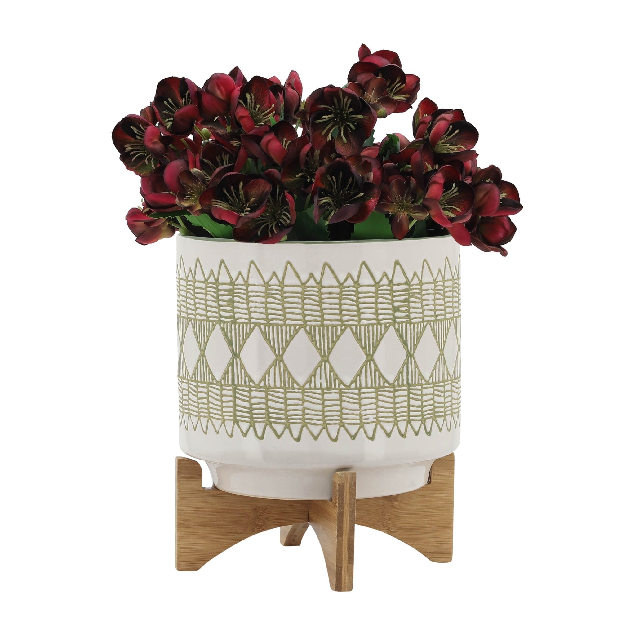 CERAMIC 16" JAR WITH GOLD LID, GREEN Outdoor Planters| Sagebrook Home