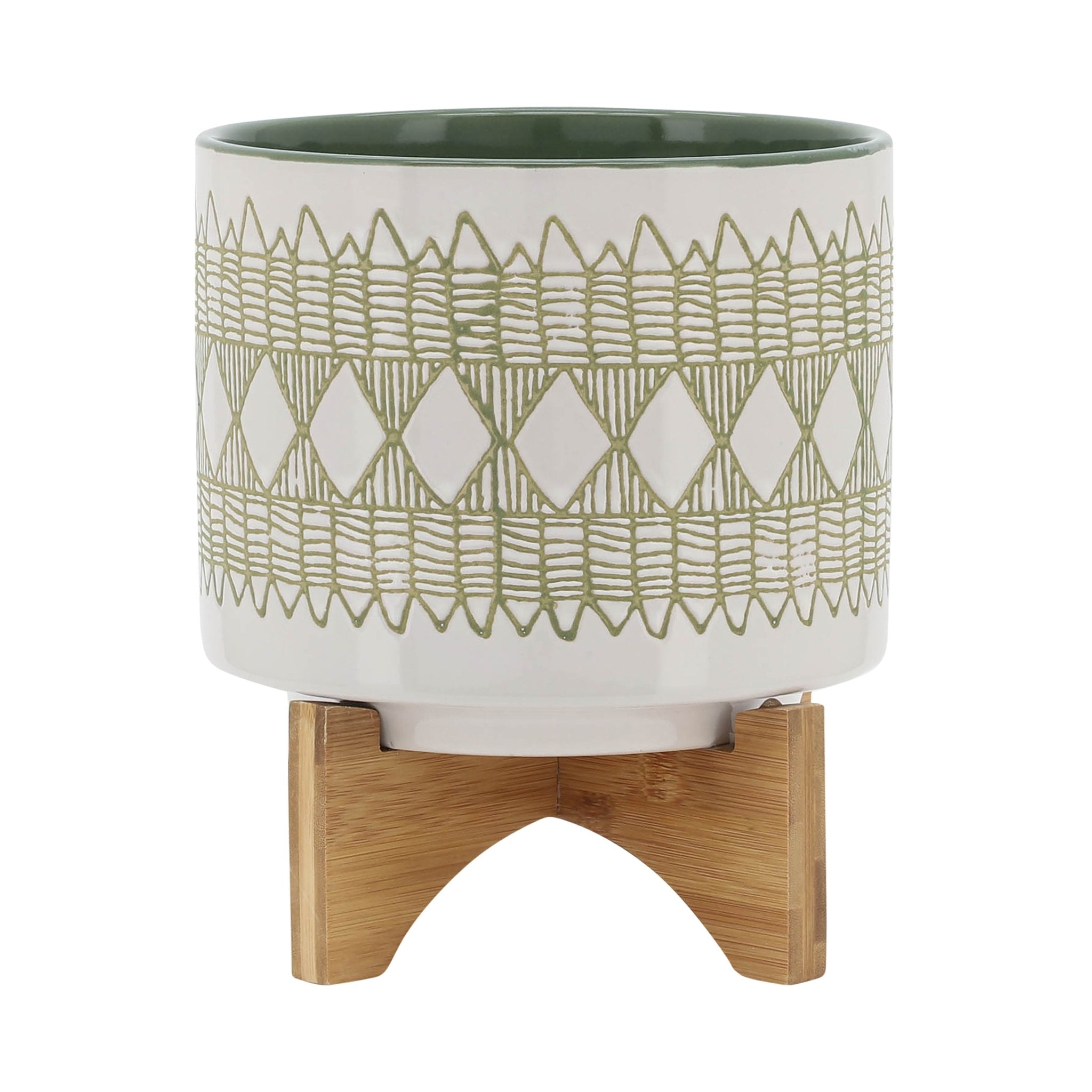 CERAMIC 16" JAR WITH GOLD LID, GREEN Outdoor Planters| Sagebrook Home
